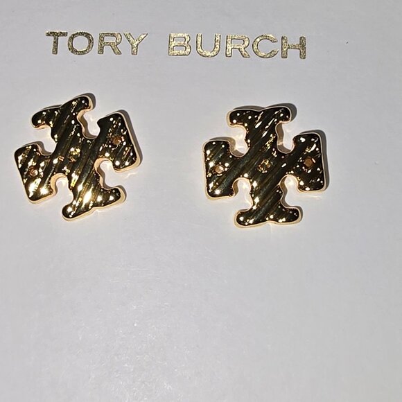 **SOLD** Tory Burch Textured Rope Stud Earrings - Tory Gold - NWOT - Picture 5 of 5
